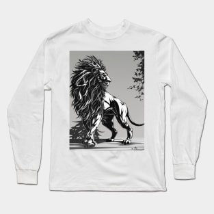 Lion Shadow Silhouette Anime Style Collection No. 195 Long Sleeve T-Shirt